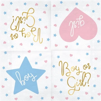 Servietter Boy or Girl 33cm x 33cm, 20 stk. fest